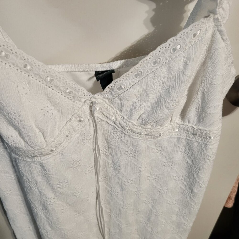 WILD FABLE White Ruffle Strap Lace MINI dress SZ L - Picture 3 of 5